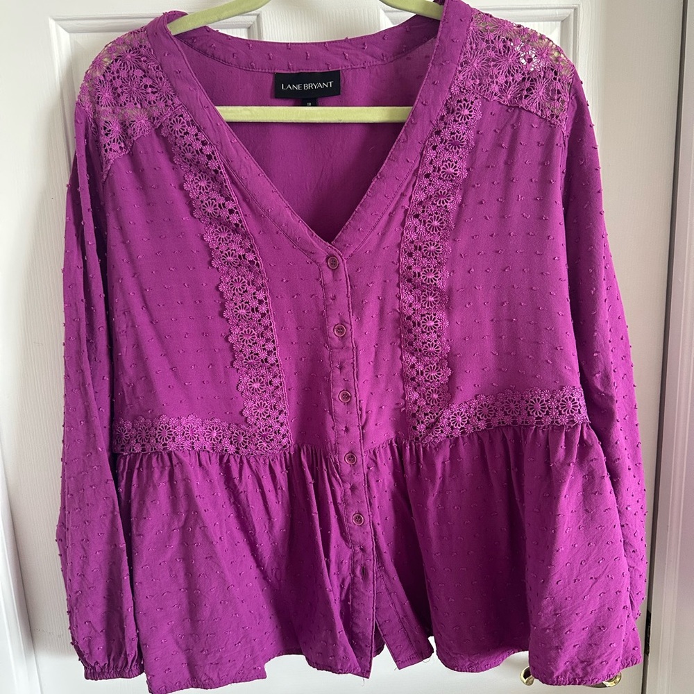 Lane Bryant Purple Cottagecore Blouse